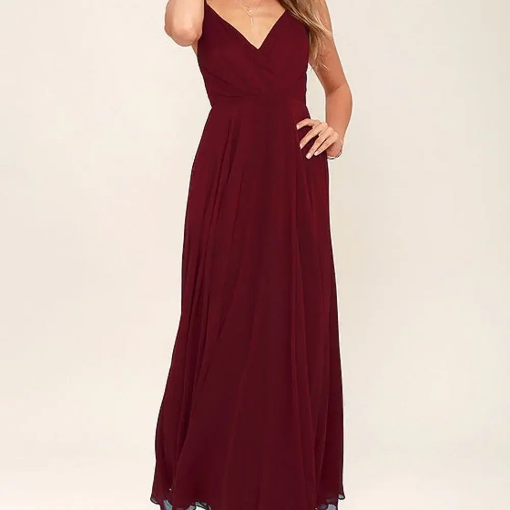 Lulus All About Love Wine Red Maxi Dress Event Size M - Picture 11 of 12